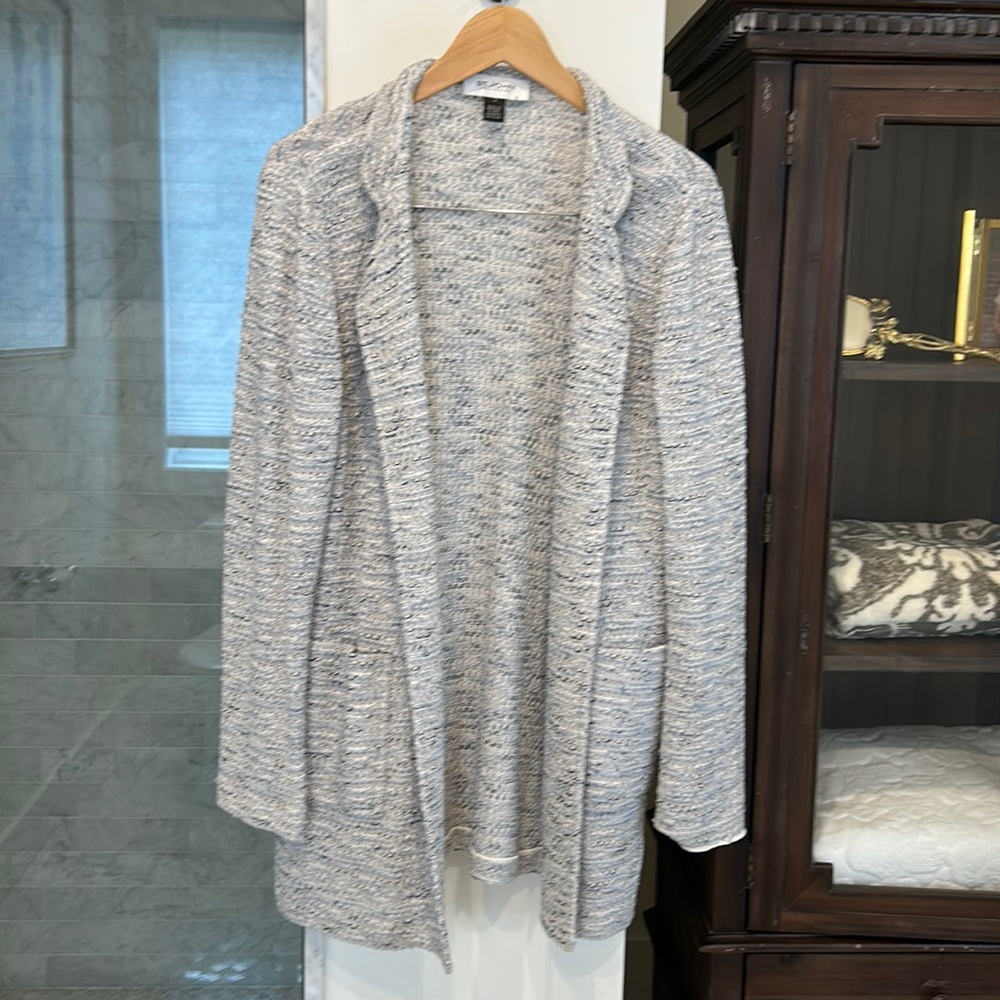 St. John duster jacket blue white size 10